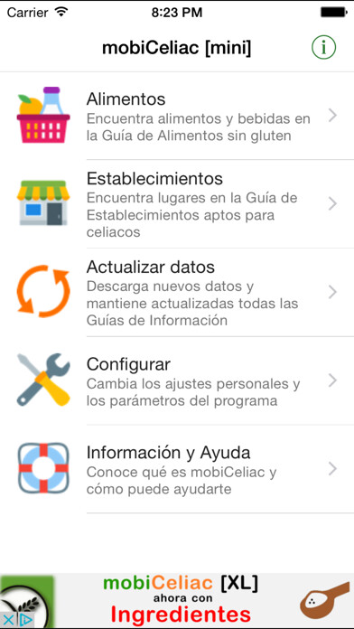 Emulate iPhone app mobiCeliac [mini] using MyAndroid